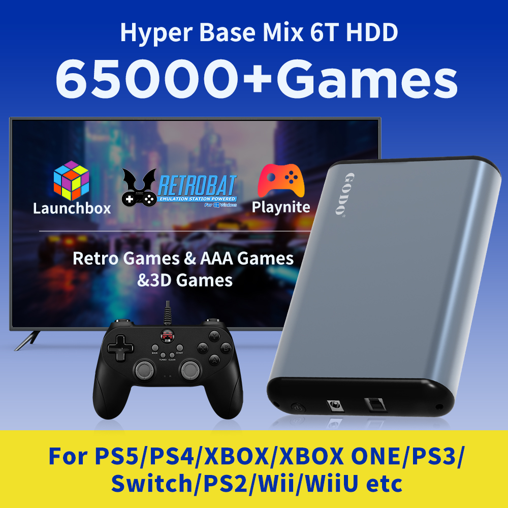 Retro Gaming Hdd - JMachen 6 TB tragbares Gaming-HDD-System 3-in-1-Retro-Spielekonsole