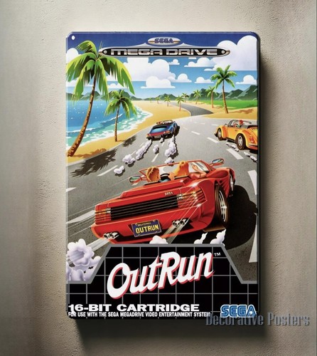 Retro Gaming Us - Outrun Mega Drive Retro-Videospiel Metallposter Blechschild
