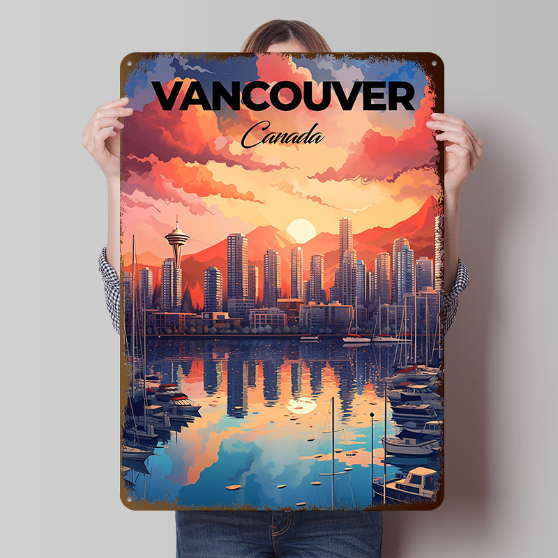 Retro Gaming Vancouver - Vancouver Reise-Poster, Bedruckte Wandkunst, Individuelle Retro-Metallschilder