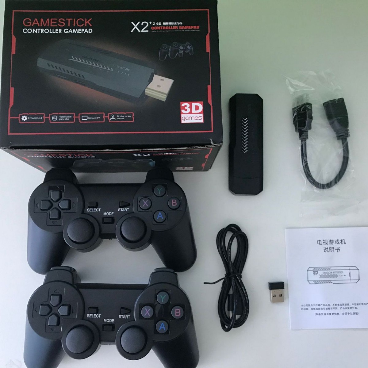 Retro Gaming For Tv - X2 Retro-Videospielkonsole 2,4G Kabellose Doppel-Controller 3D-Arcade-Spielstick