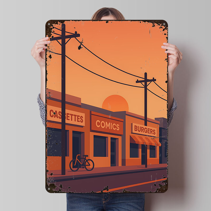 Sonnenuntergang-Straße mit Ges – Retro Gaming Shops Bewertung und Preis