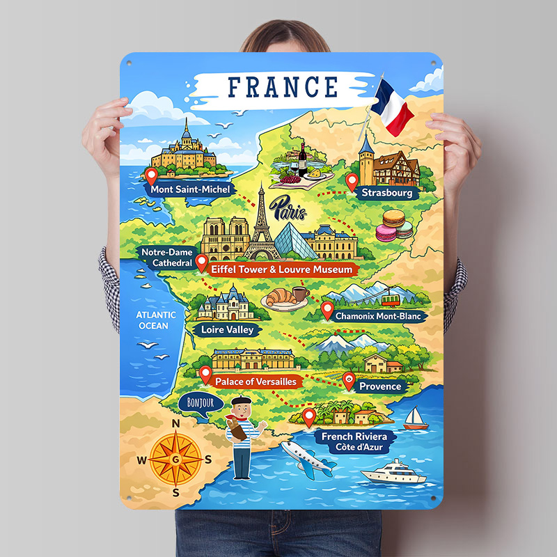 Frankreich Reisekarte Cartoon  – Retro Gaming France Bewertung und Preis